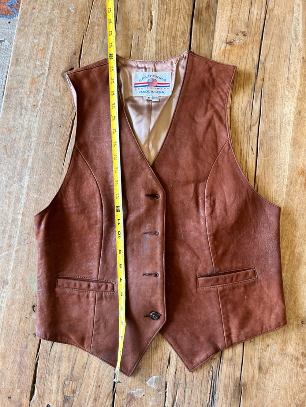 Incredible western style Brown 100% real Leather Button-Front Vest - Picture 6 of 12